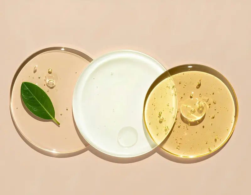 Clear serum in round glass dishes